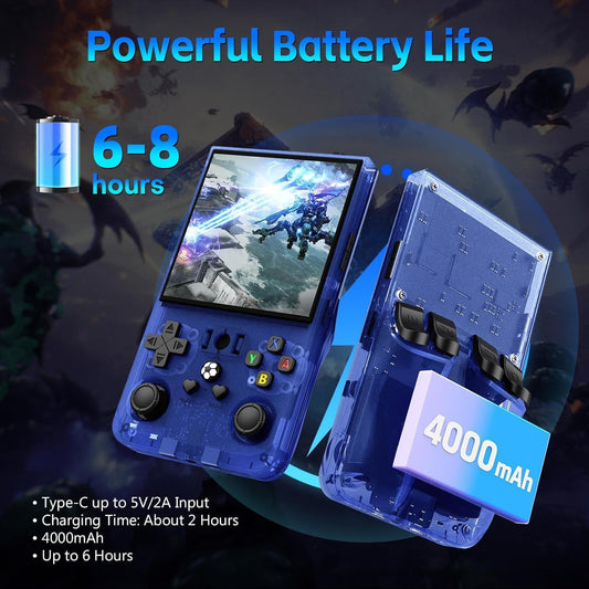 The R36MAX is a retro handheld game console with a 4.0-inch IPS screen and a Linux operating system.